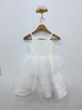 Us Angels Formal Flower Girl miniature bride Sz 6 white tulle shimmer